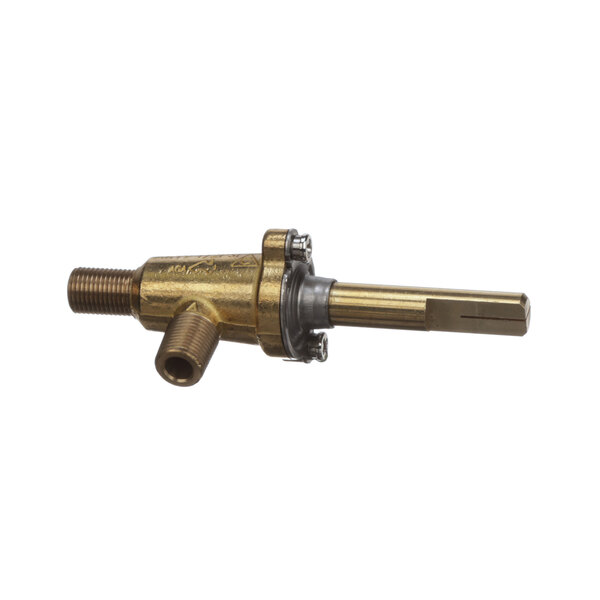 A brass Vulcan gas valve with a brass handle.