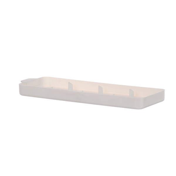 A white rectangular Grindmaster Cecilware hopper cover with holes.