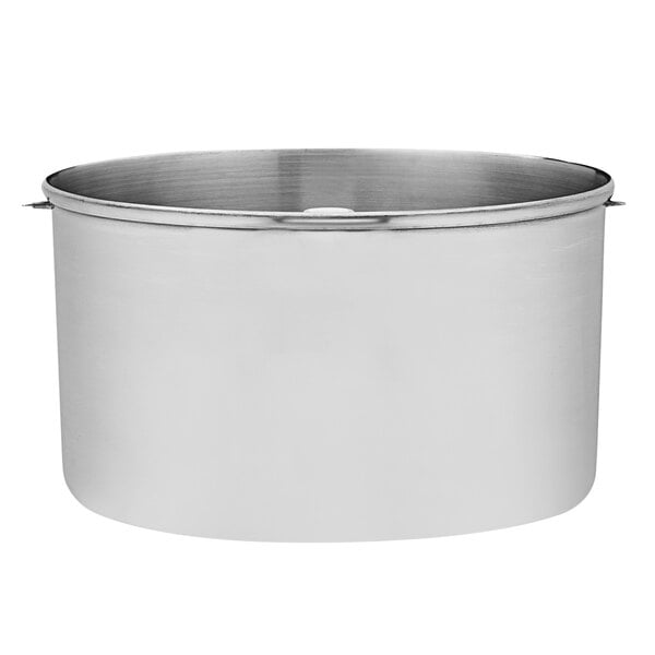 A stainless steel bowl with a lid.