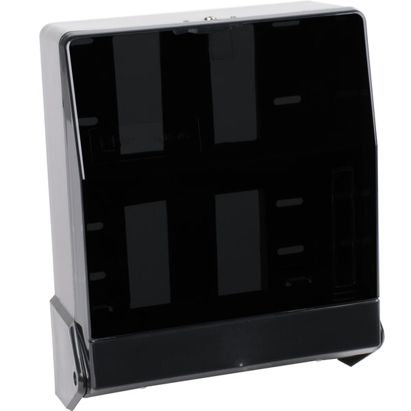 A black Thunder Group C-Fold / Multi-Fold towel dispenser with a black cover.