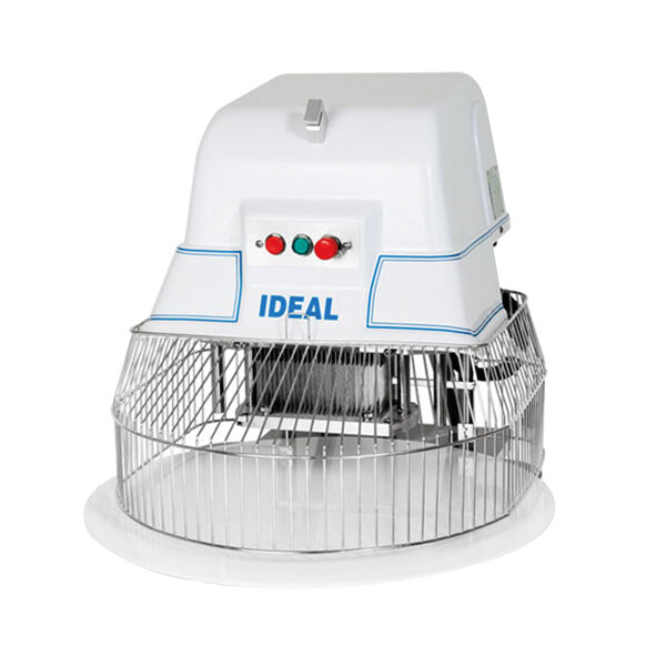 An Omcan automatic meat tenderizer with red and green buttons.
