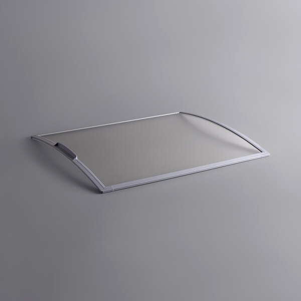 A white rectangular Galaxy glass top lid with a curved edge.