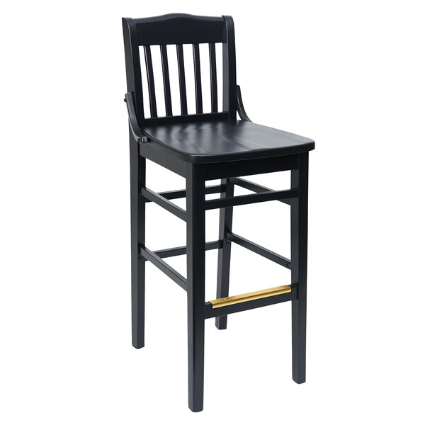 A black BFM Seating bar height chair with a gold seat.