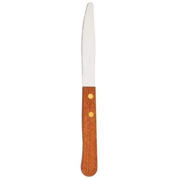 A Walco steak knife with a wooden handle.