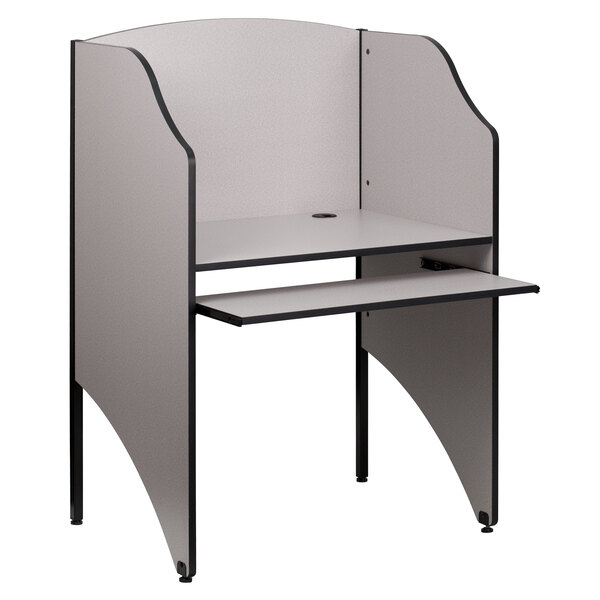 A Flash Furniture Nebula Grey study carrel with a black and gray top.