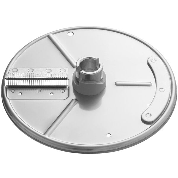 A metal circular AvaMix Julienne disc with a metal blade.