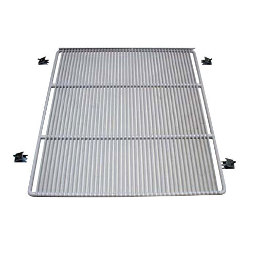 A white metal grid with metal clips.