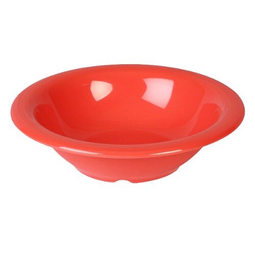 A red Thunder Group melamine soup bowl on a white background.