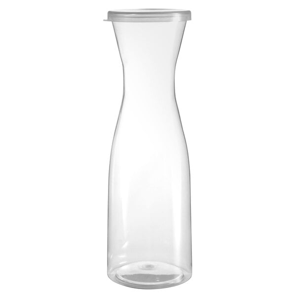 A Fineline clear plastic carafe with a lid.