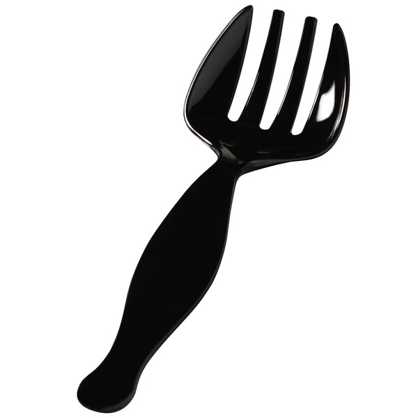 A black plastic Fineline serving fork with a long handle.