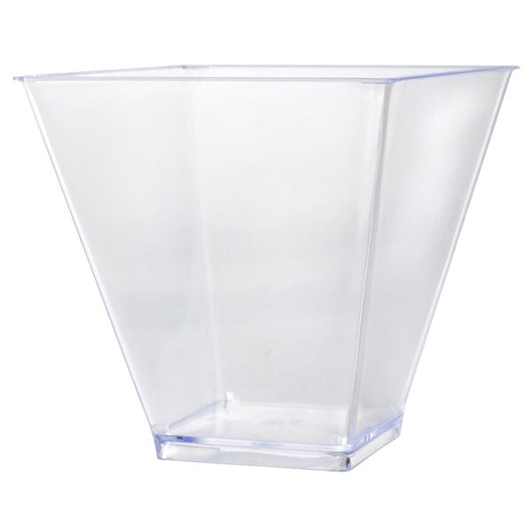 A clear plastic Fineline twisted cup.