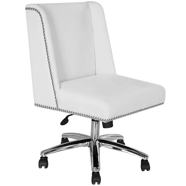 A Boss white office chair with chrome legs.