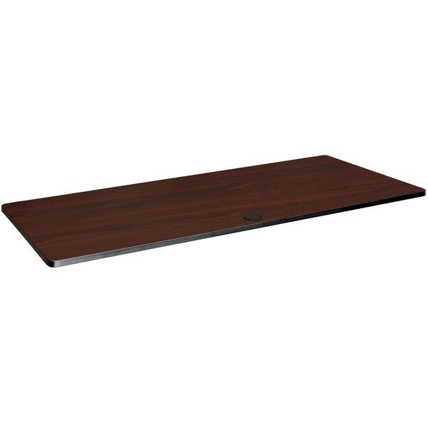 A mahogany rectangular Boss training table top with a black edge.