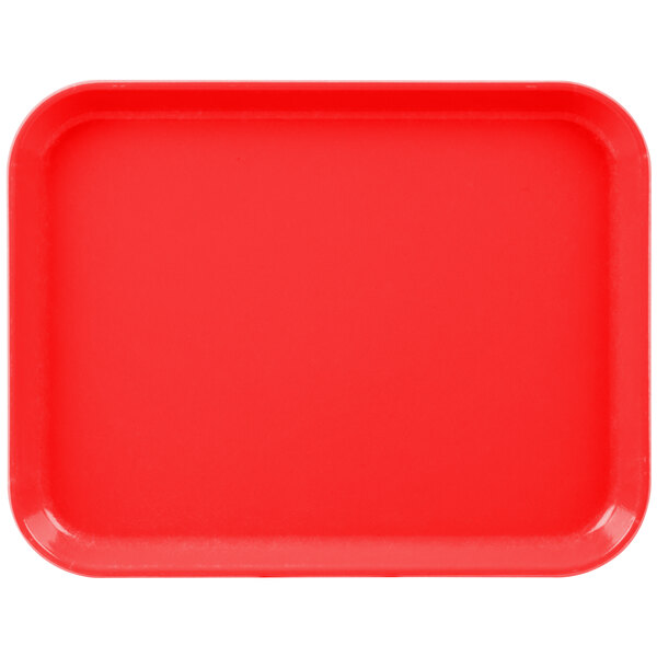 A rose red rectangular plastic tray.