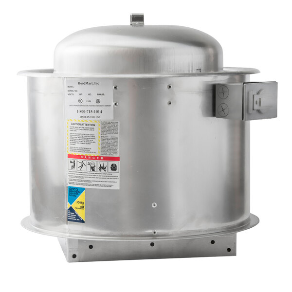 A NAKS Direct Drive Centrifugal Upblast Exhaust Fan in a commercial kitchen.