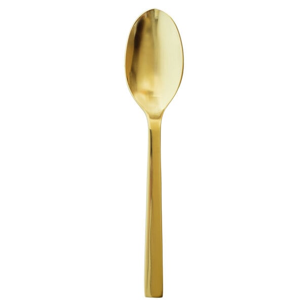 A close-up of a gold Oneida Chef's Table spoon with a long handle.