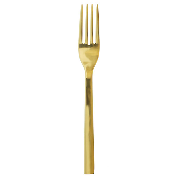 A Oneida Chef's Table Gold stainless steel dinner fork with a gold finish.