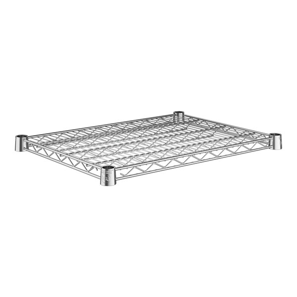 A Regency chrome wire shelf. A metal shelf with a metal rack on top.