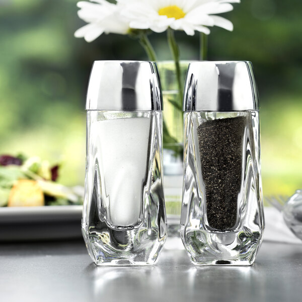 Two Libbey salt and pepper shakers on a table.