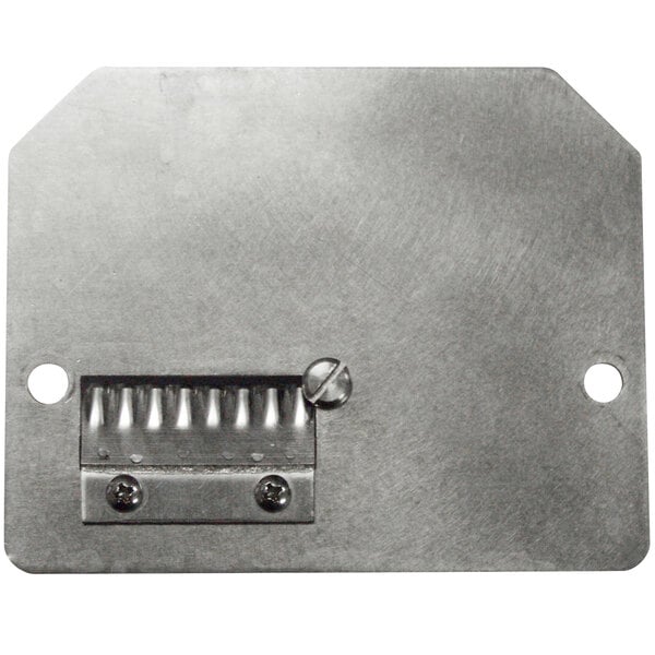 A Nemco wavy ribbon fry cutter front plate assembly with screws.