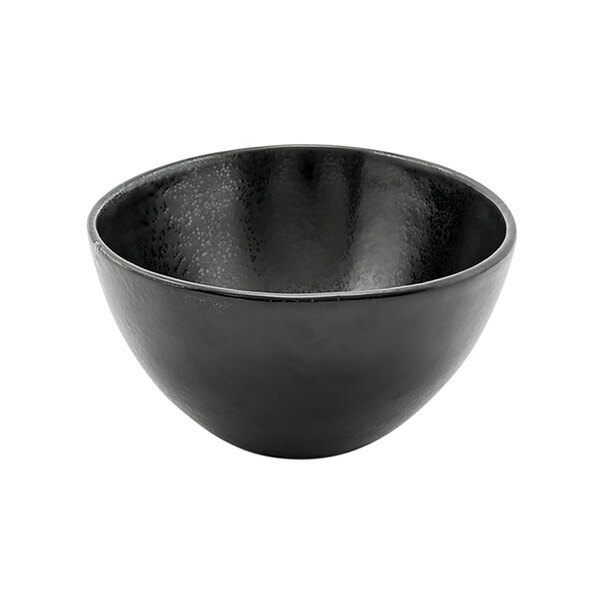 A black Front of the House Kiln porcelain bowl.