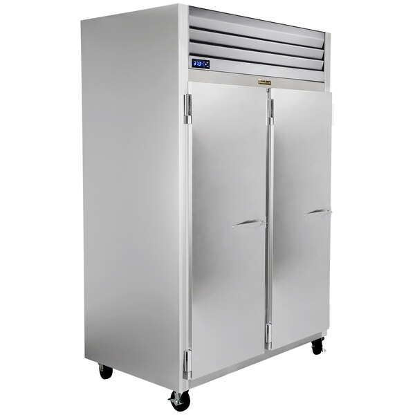 A white rectangular Traulsen G Series reach-in refrigerator with left / left hinged doors.