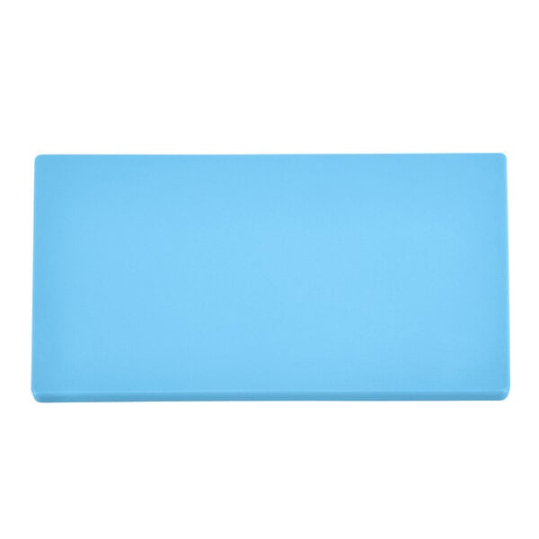 A blue rectangular Vollrath cutting board.