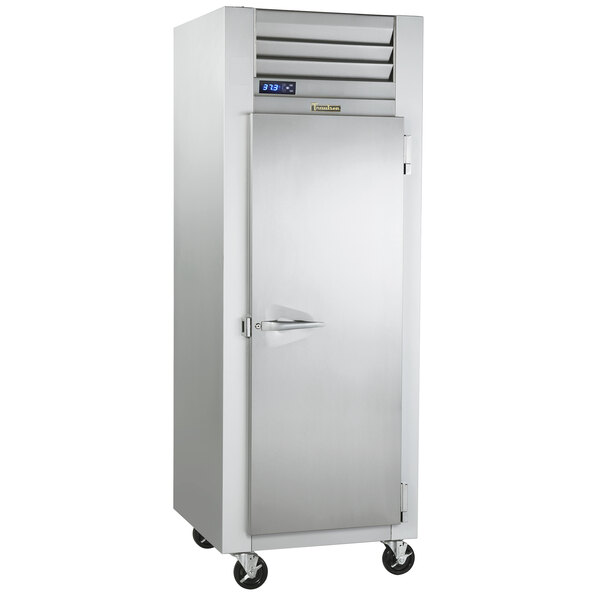 A Traulsen G Series reach-in freezer with a white metal door.