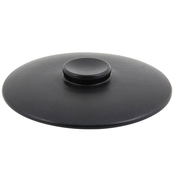 A black lid with a round top.