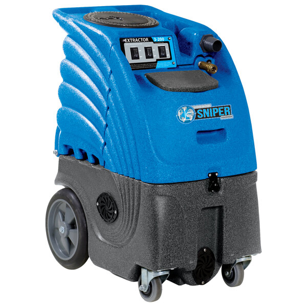 A blue and black Sandia 86-2100-H Sniper 2-Stage Heated Corded Carpet Extractor.