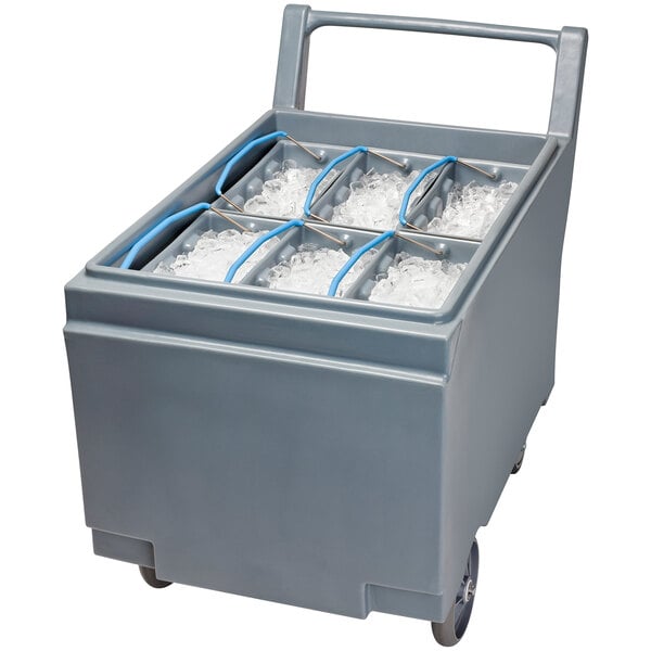 A Follett SmartCART ice cart filled with ice cubes.