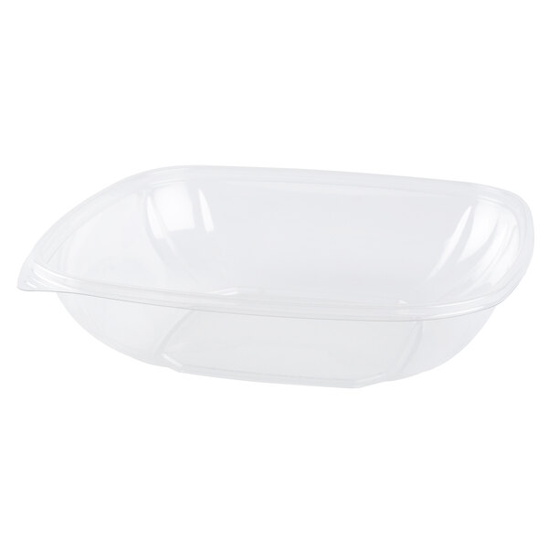 A clear plastic container with a lid containing a Fineline clear plastic bowl.