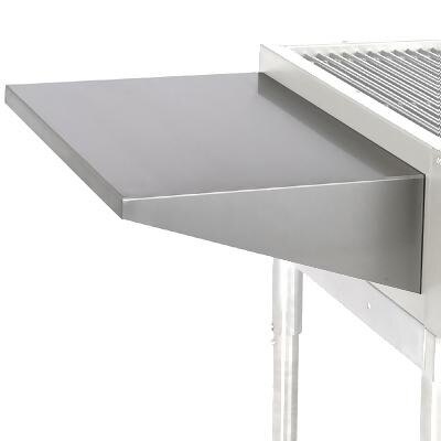 A Star UMS36 stainless steel extended plate shelf on a grill.