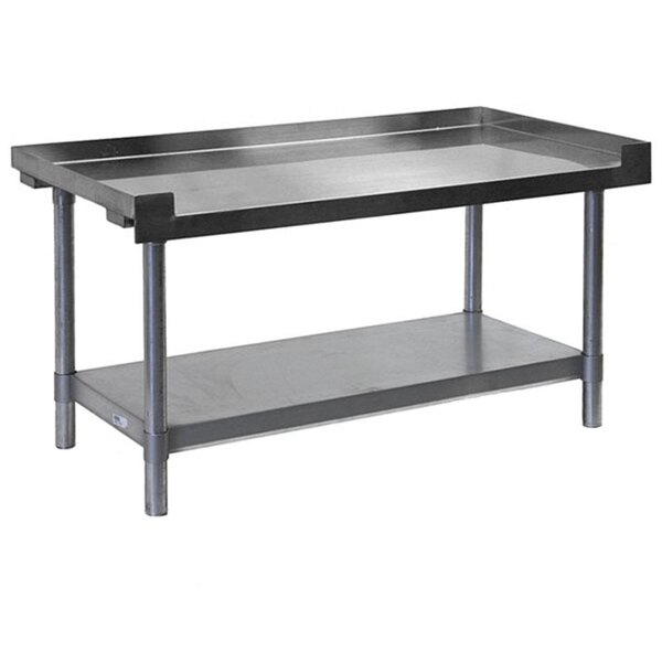 An APW Wyott stainless steel equipment stand with a galvanized undershelf.