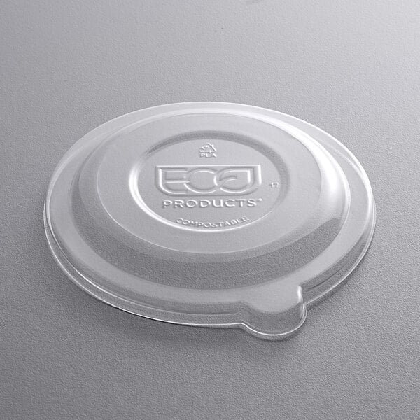 A clear plastic Eco-Products WorldView bowl lid.