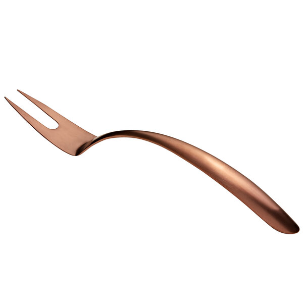 A Bon Chef serving fork with a rose gold handle.