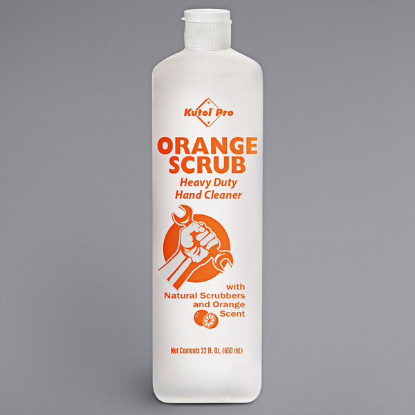 A white Kutol squeeze bottle with orange text and natural scrubbers on the label.