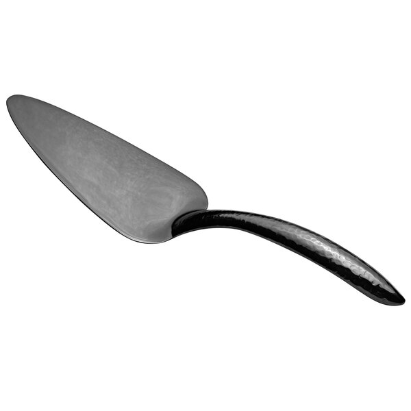 A close-up of a Bon Chef black and silver stainless steel pastry server with a hollow handle.