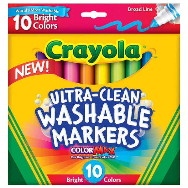 A box of Crayola Ultra-Clean Washable Markers in assorted colors.