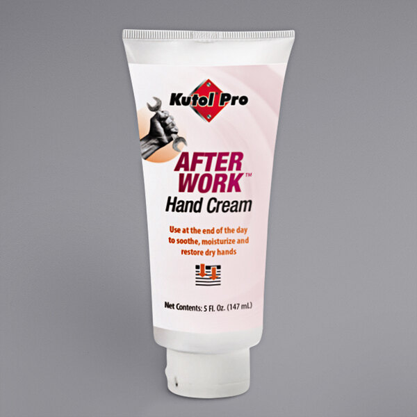 A white Kutol Pro 5 oz. tube of after work hand cream with a label.