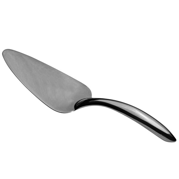 A close-up of a Bon Chef black and silver stainless steel pastry server with a hollow cool handle.