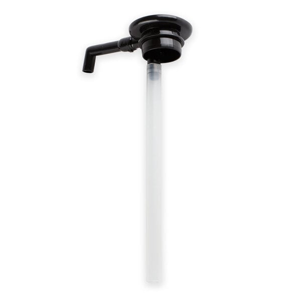 A white tube with a black cap and black handle.