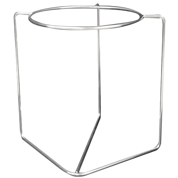 A chrome plated metal wire frame with a cover on top.