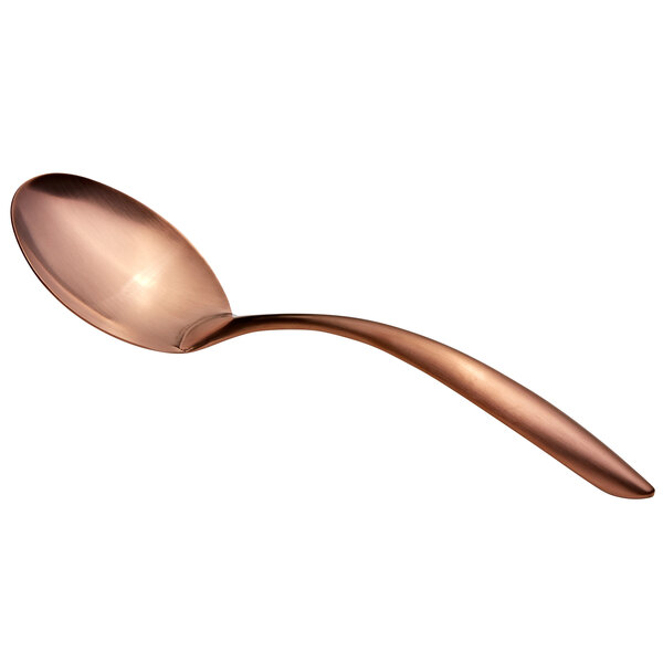 A Bon Chef rose gold stainless steel serving spoon with a hollow handle.