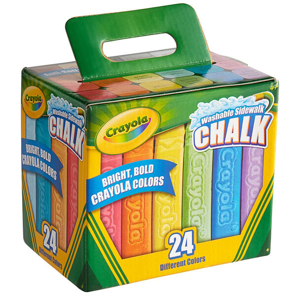 A box of Crayola chalk with 24 colorful chalks inside.