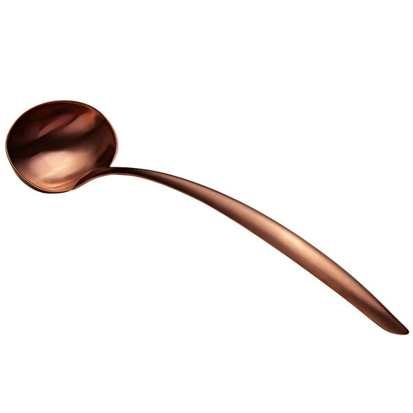 A Bon Chef rose gold matte stainless steel serving ladle with a hollow handle.