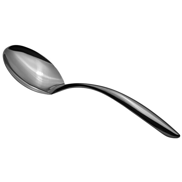 A Bon Chef stainless steel serving spoon with a black hollow handle.