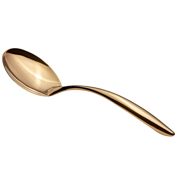 A Bon Chef stainless steel serving spoon with a gold finish and long handle.