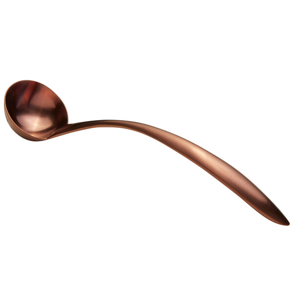 A Bon Chef rose gold stainless steel serving ladle with a long handle.