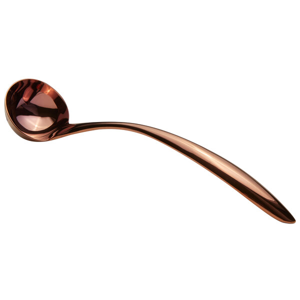A Bon Chef rose gold stainless steel serving ladle with a hollow cool handle.